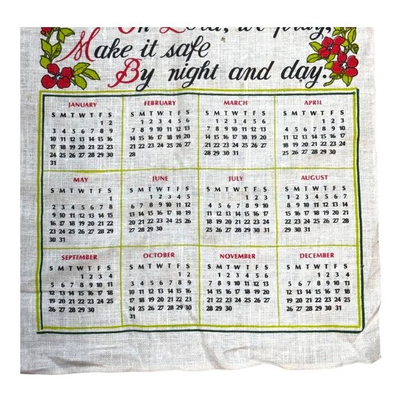 Vintage 1971 Calendar Tea Towel Home & Floral Design Religious Housewarming READ - Picture 10 of 11